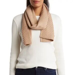 All Saints Traveling Wool Blend Rib Scarf Catrina Beige One Size